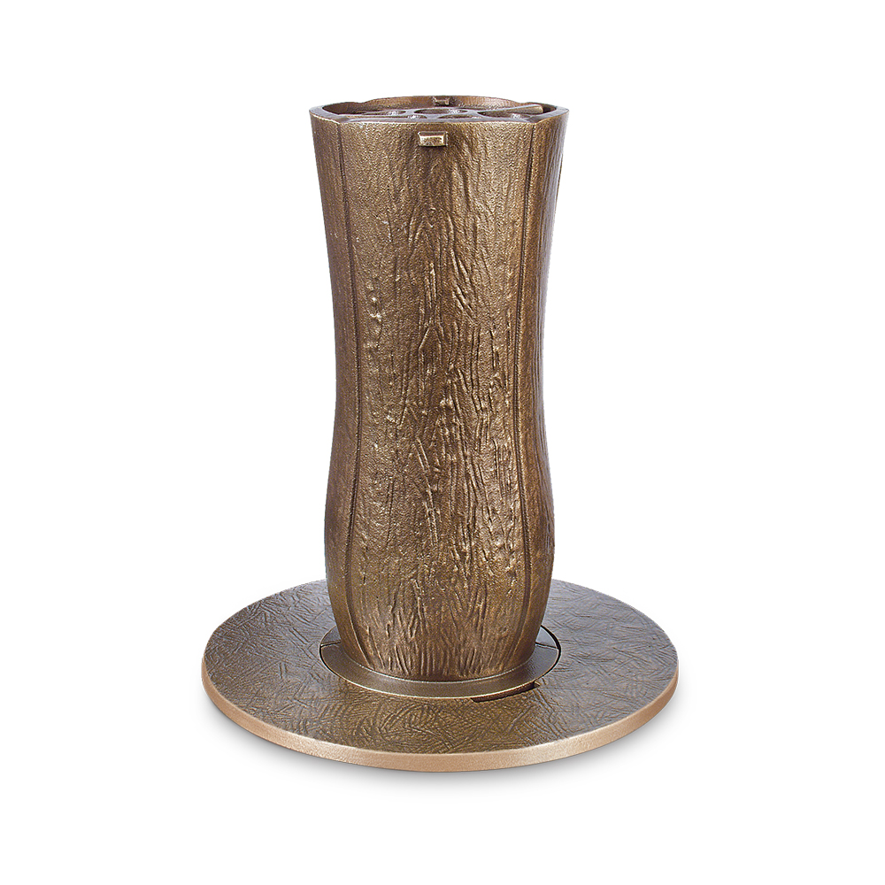 Versenkvase,  2 Rosetten- Ø, Bronze oder Alumnium, Einbauvase Grab
