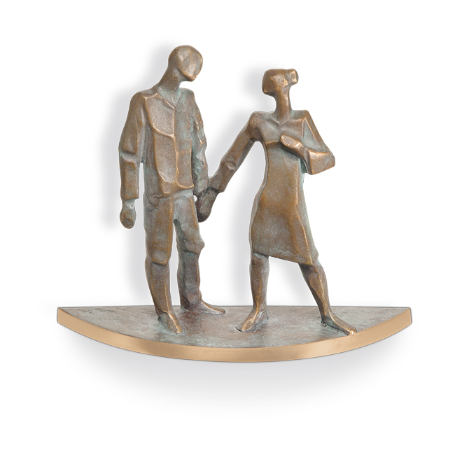 "Loslassen", Paar, Bronzeskulptur, Abschied