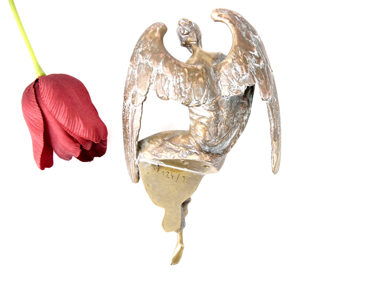 Engel mit Flöte, Grabschmuck, Bronze, Skulptur, Grab