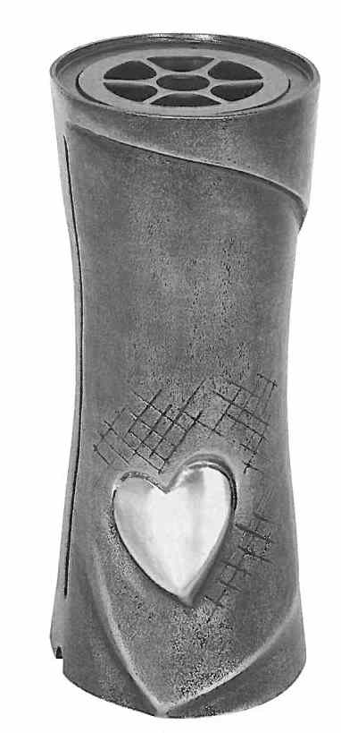 Blumenvase, Grab, Grabvase, Standvase, mit Herz