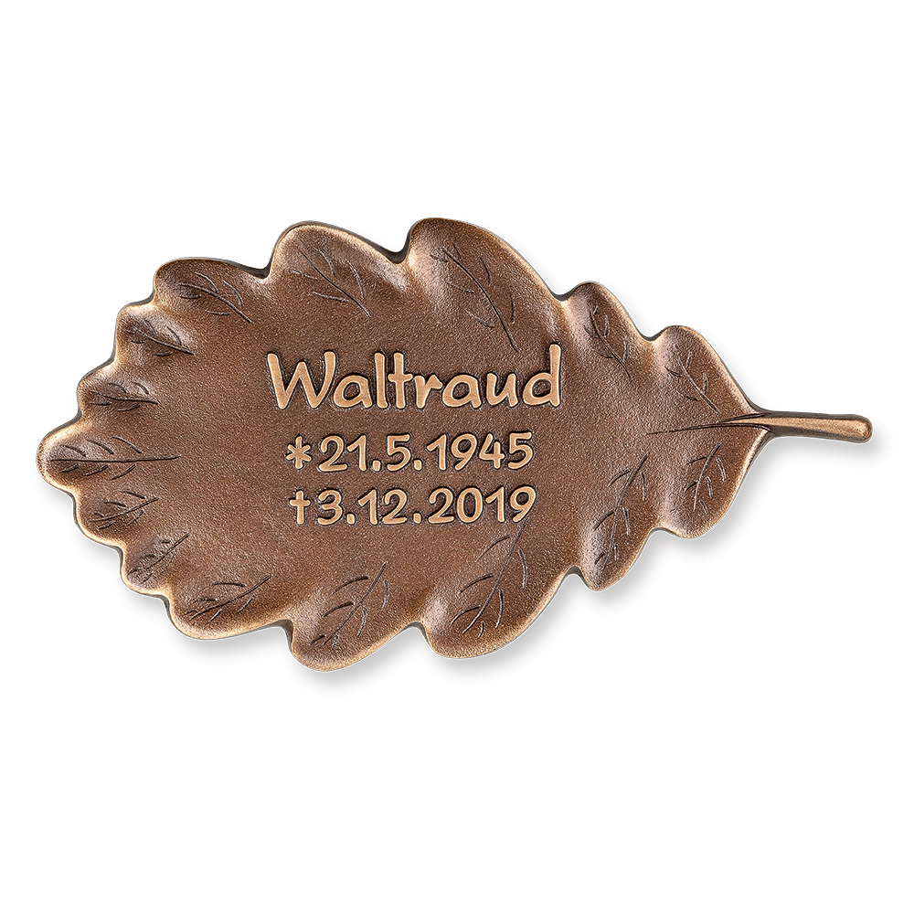 Eichenblatt, Bronze, als Schrifttafel, in 2 Größen