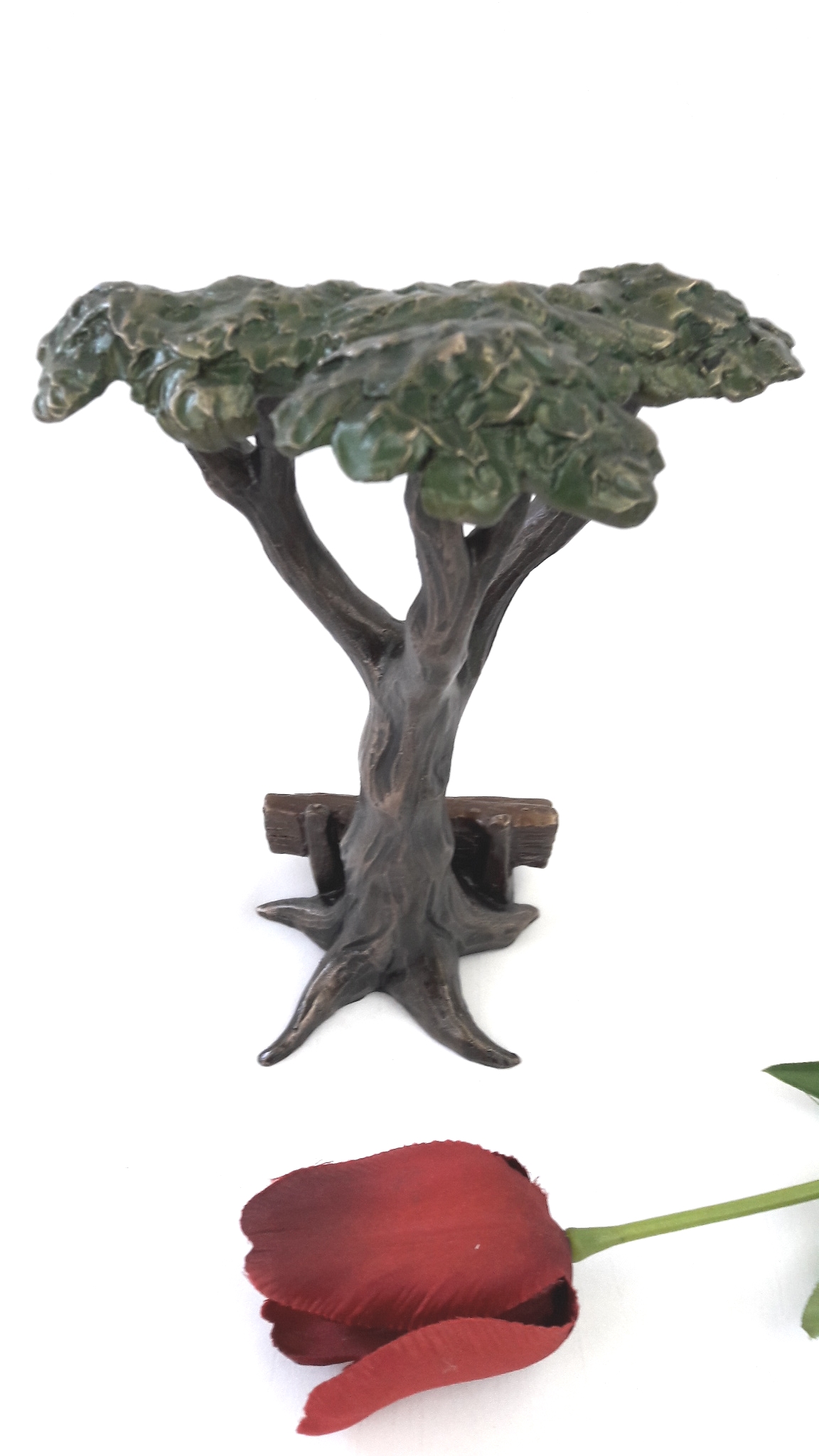 Grabschmuck, Baum mit Bank Bronze 20 cm H