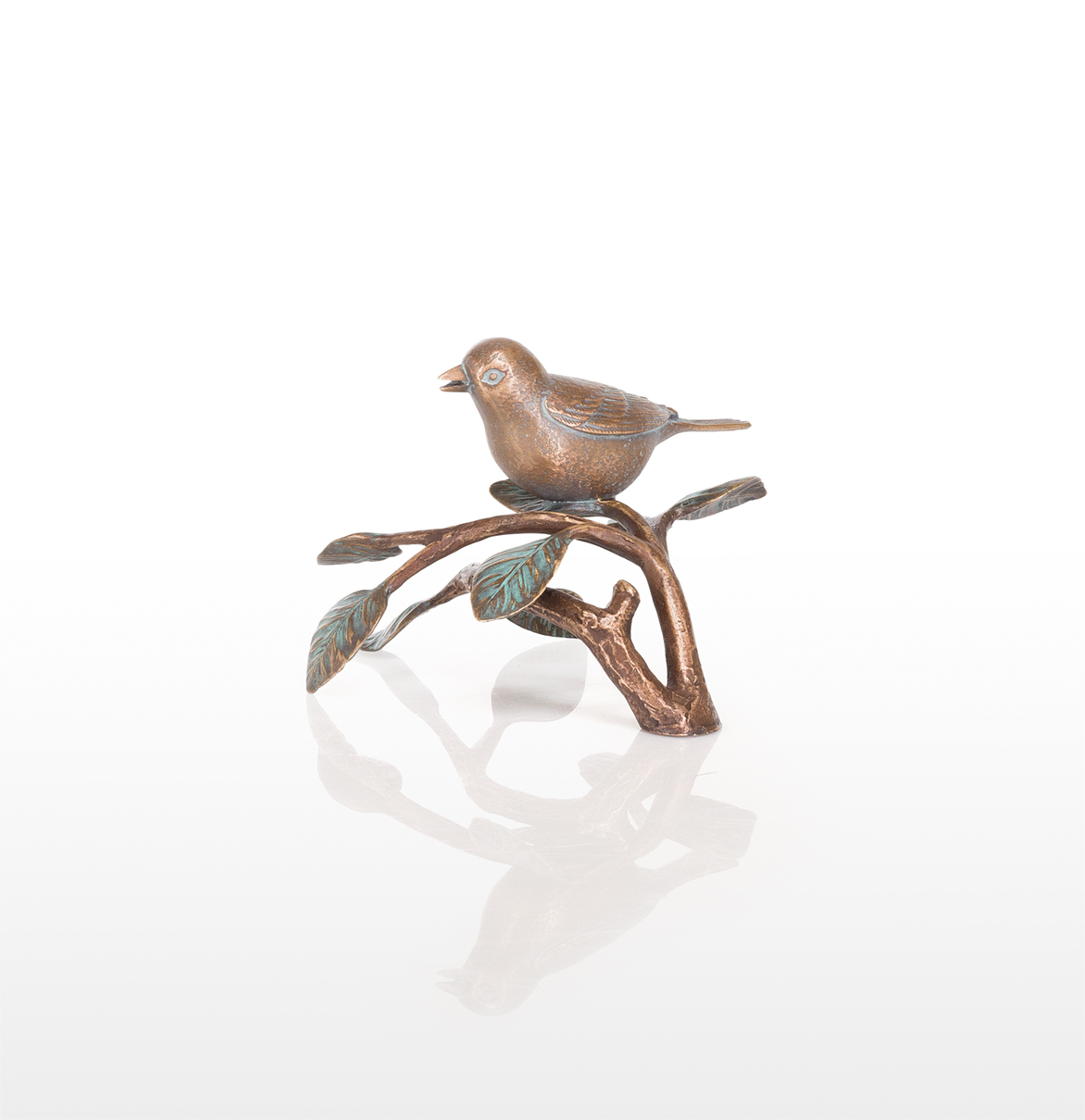 Vogel auf Ast, Bronze coloriert
