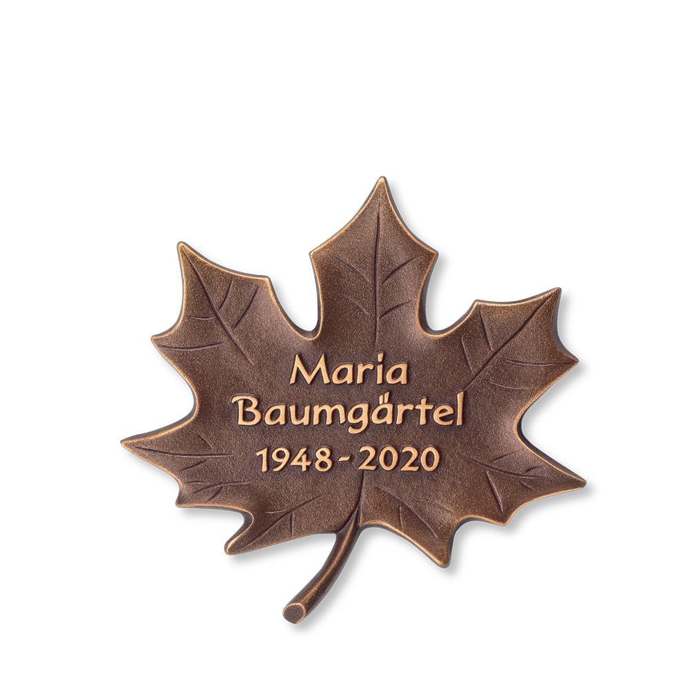Ahornblatt, Gedenktafel, Bronze, Schrifttafel- 2 Größen!
