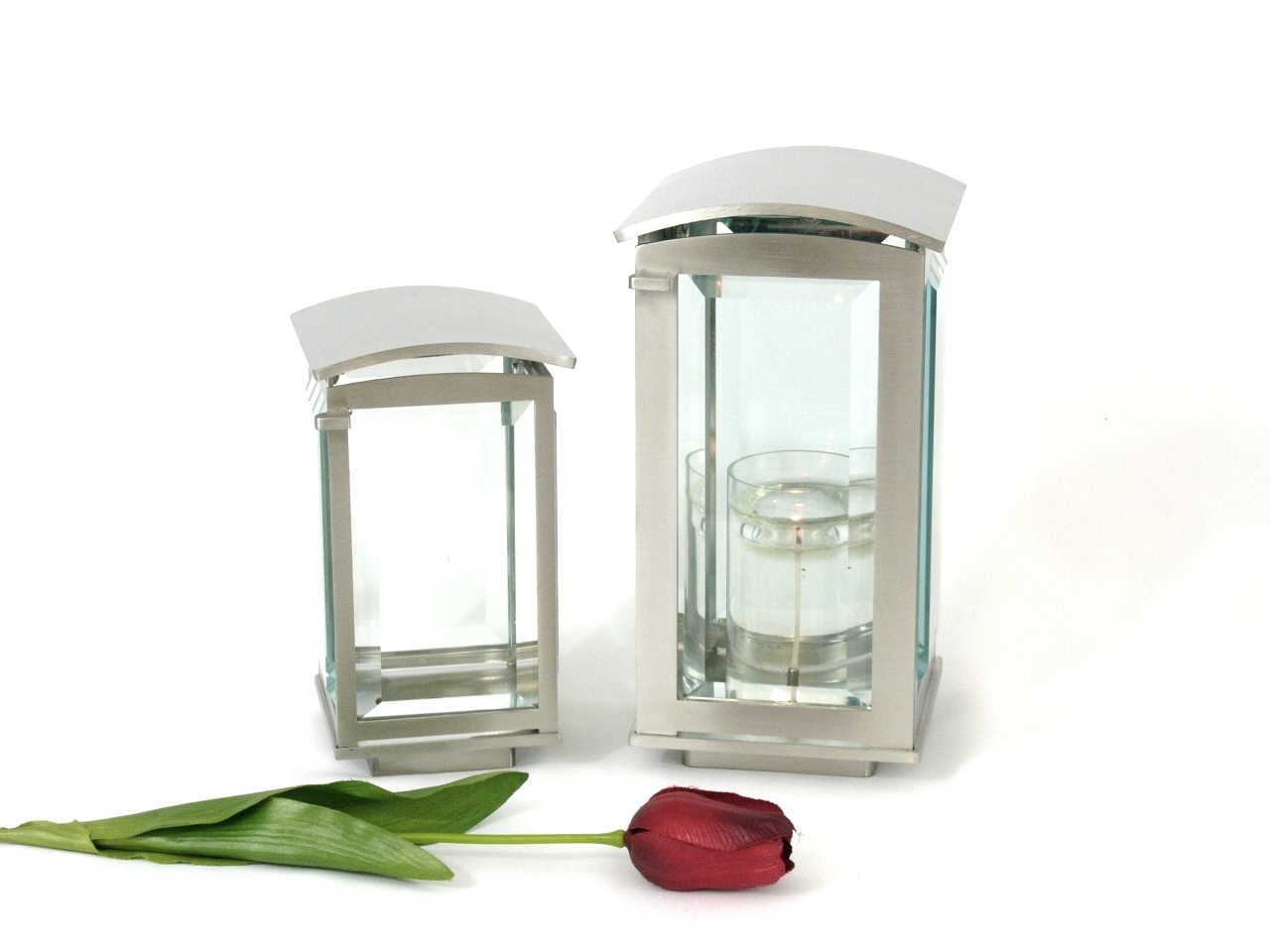 Laterne, "Quadrat", aus Edelstahl, Grabschmuck, Inox
