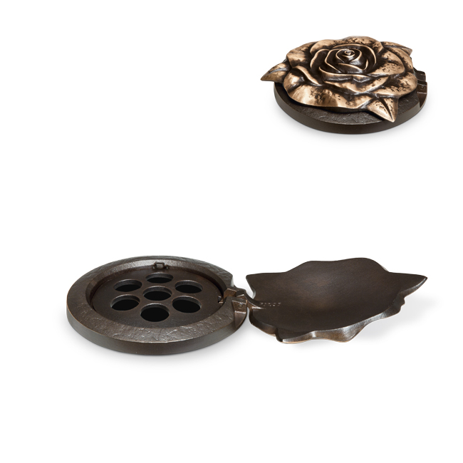 Vasenring, mit Rosendeckel, Kranzvase, Erdvase