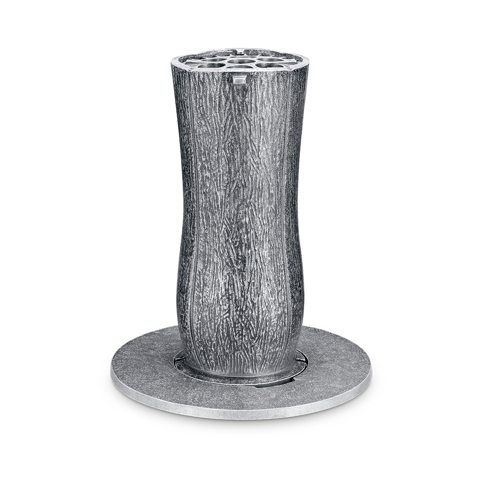 Versenkvase,  2 Rosetten- Ø, Bronze oder Alumnium, Einbauvase Grab