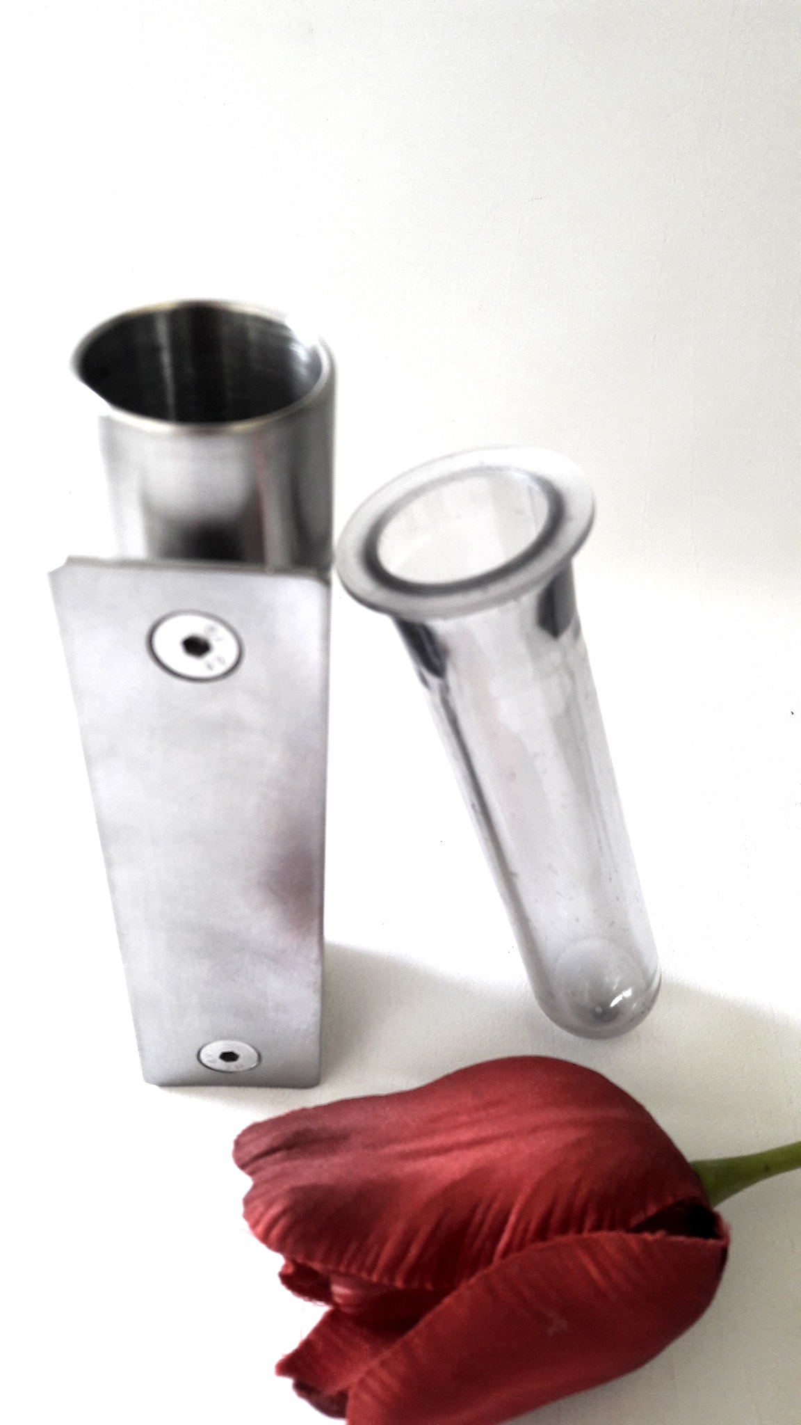 Vase für Kolumbarium, zum Aufkleben, Wandvase, Edelstahl