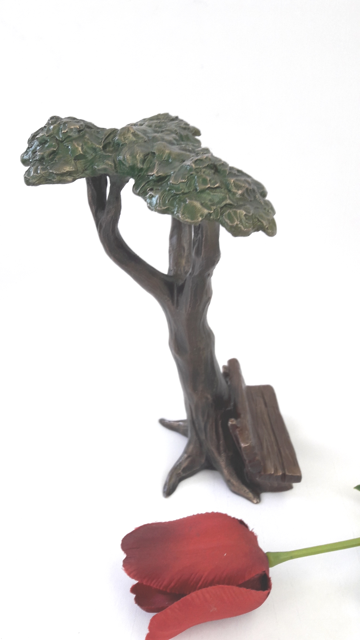 Grabschmuck, Baum mit Bank Bronze 20 cm H