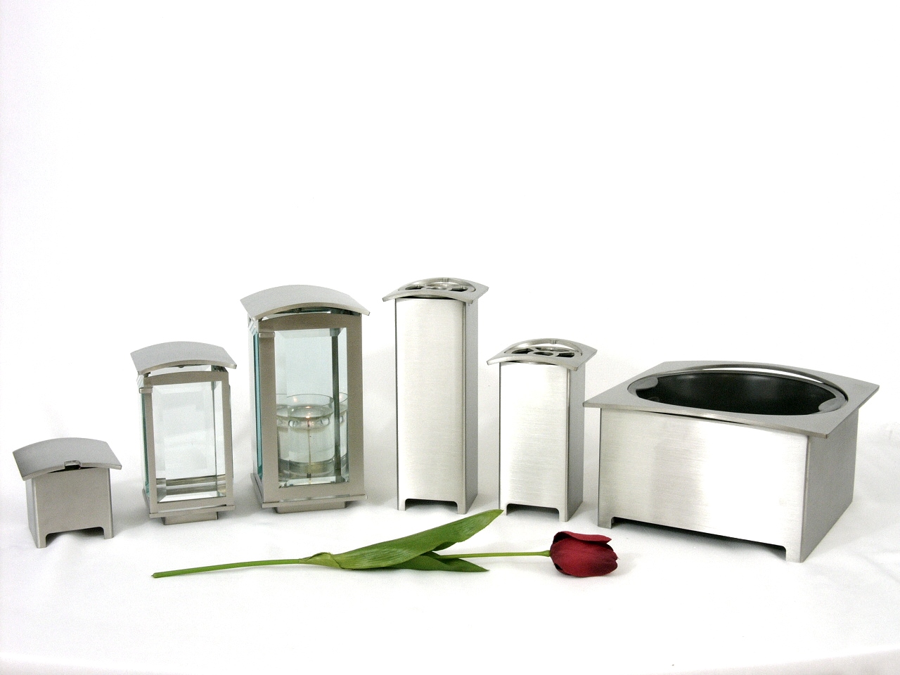 Laterne, "Quadrat", aus Edelstahl, Grabschmuck, Inox