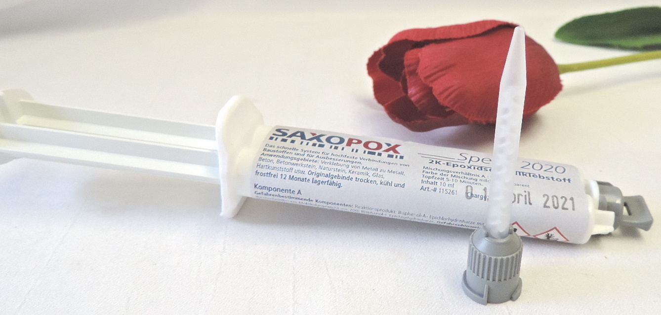 2- Komponentenkleber, Epoxidschnellklebstoff, Saxopox, mit Mischdüse