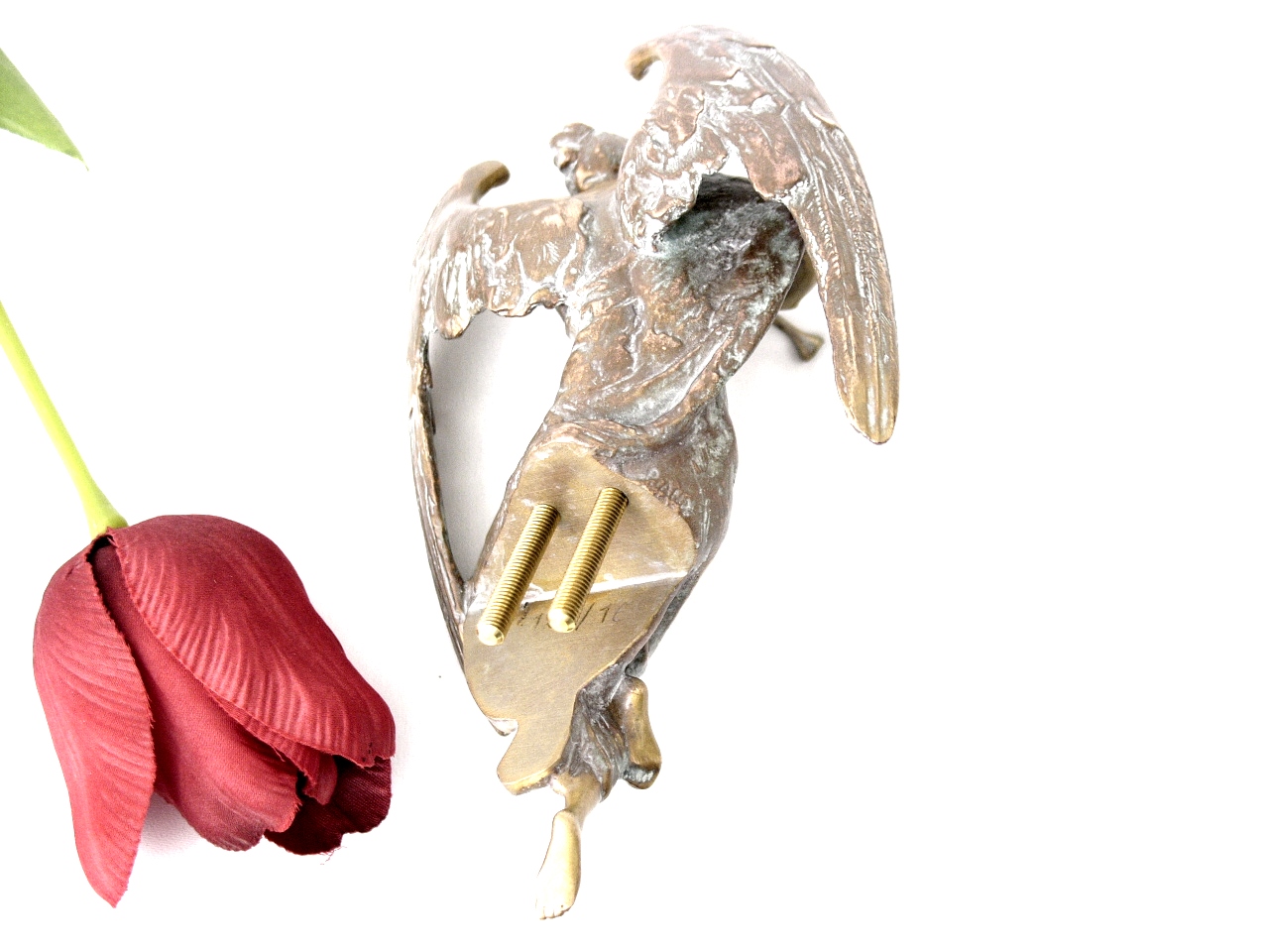 Engel mit Flöte, Grabschmuck, Bronze, Skulptur, Grab