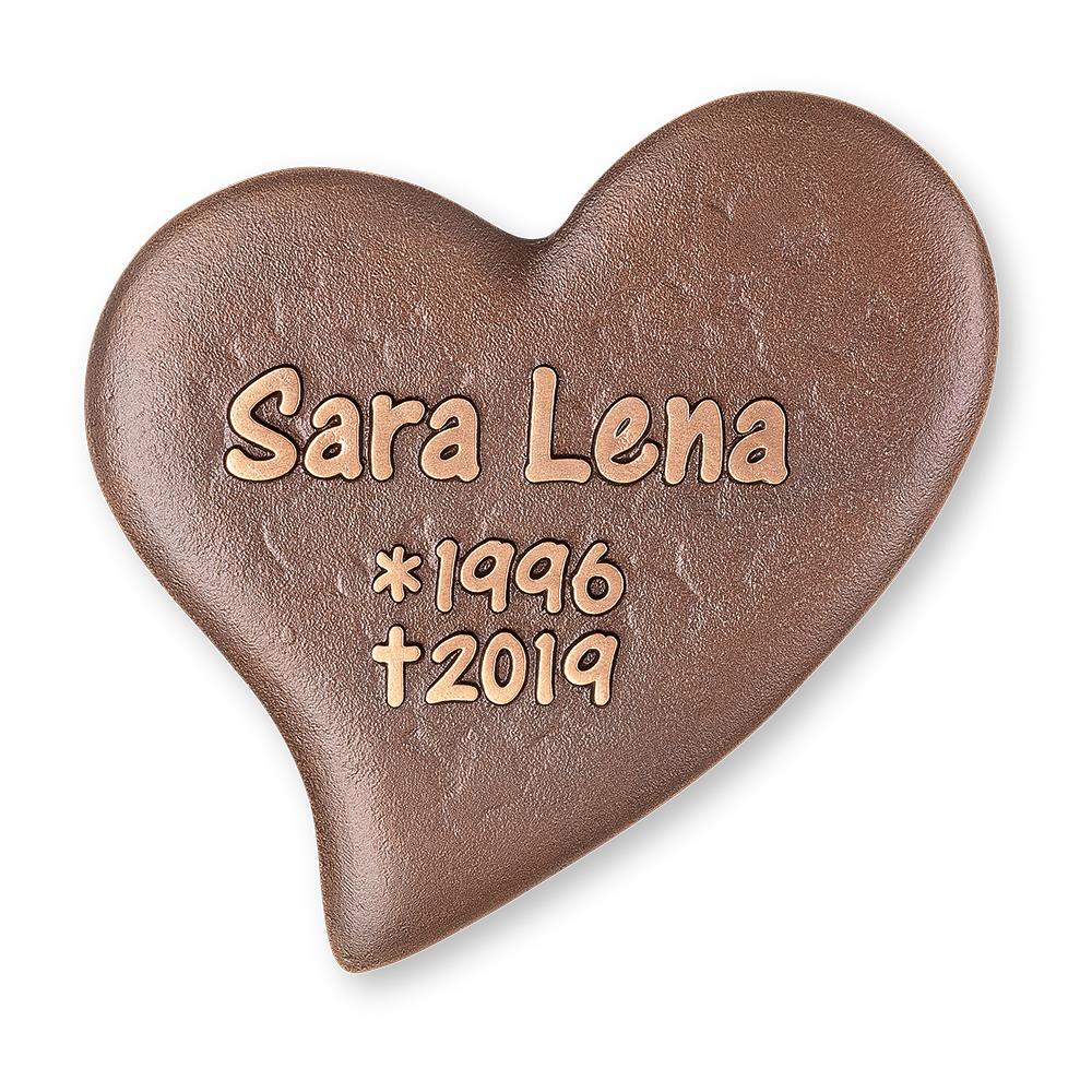 Herz, aus Bronze, mit individueller Schrift, 2 Größen