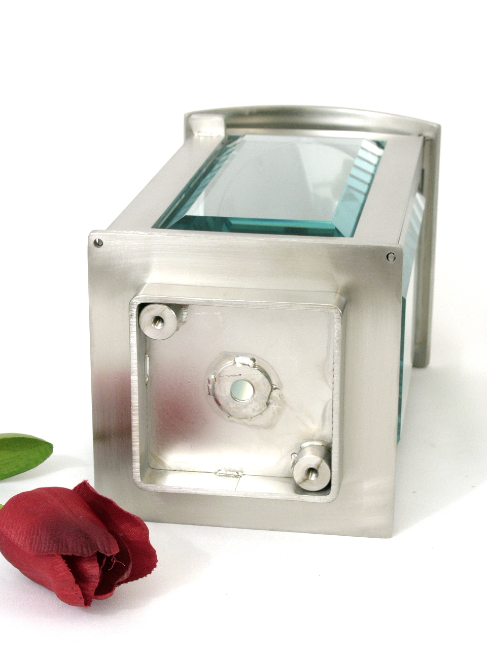 Laterne, "Quadrat", aus Edelstahl, Grabschmuck, Inox