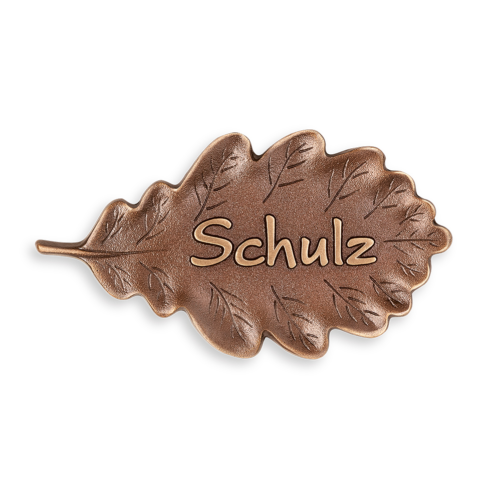 Eichenblatt, Bronze, als Schrifttafel, in 2 Größen