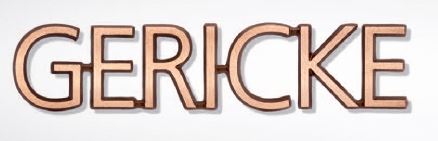 Bronzeschriftzug "Gericke", Grabschrift, Inschrift Grab