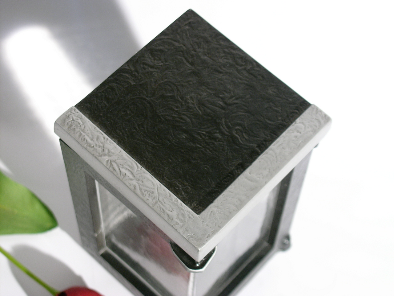 Grablaterne, Grablampe, "Schwarz - Silber", Leuchte für Grab
