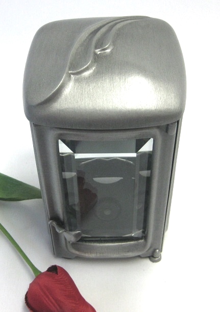 Grableuchte, Grablaterne, mit Wellenmotiv, 3 Größen, Messing oder Aluminium