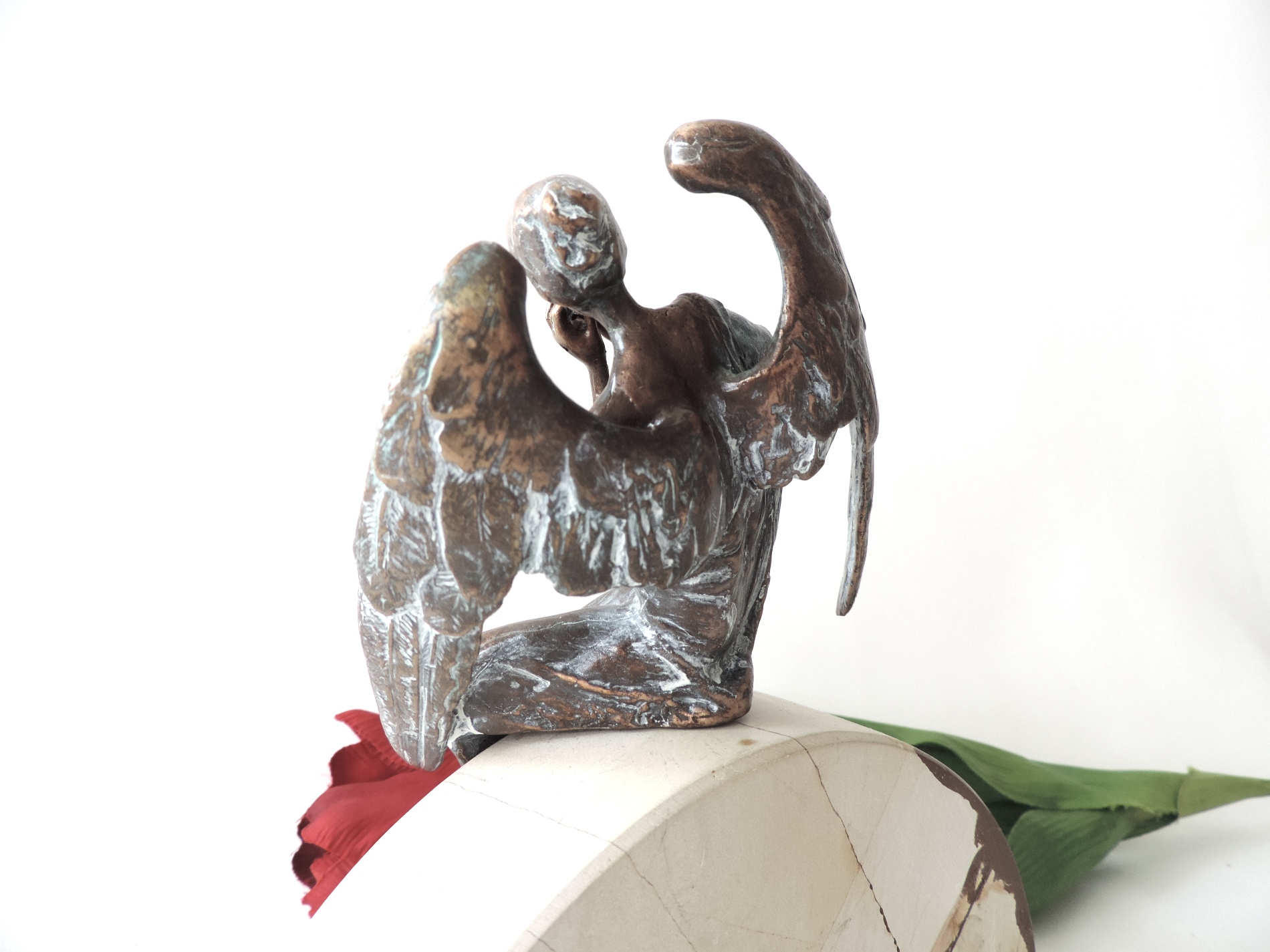 Engel mit Flöte, Grabschmuck, Bronze, Skulptur, Grab