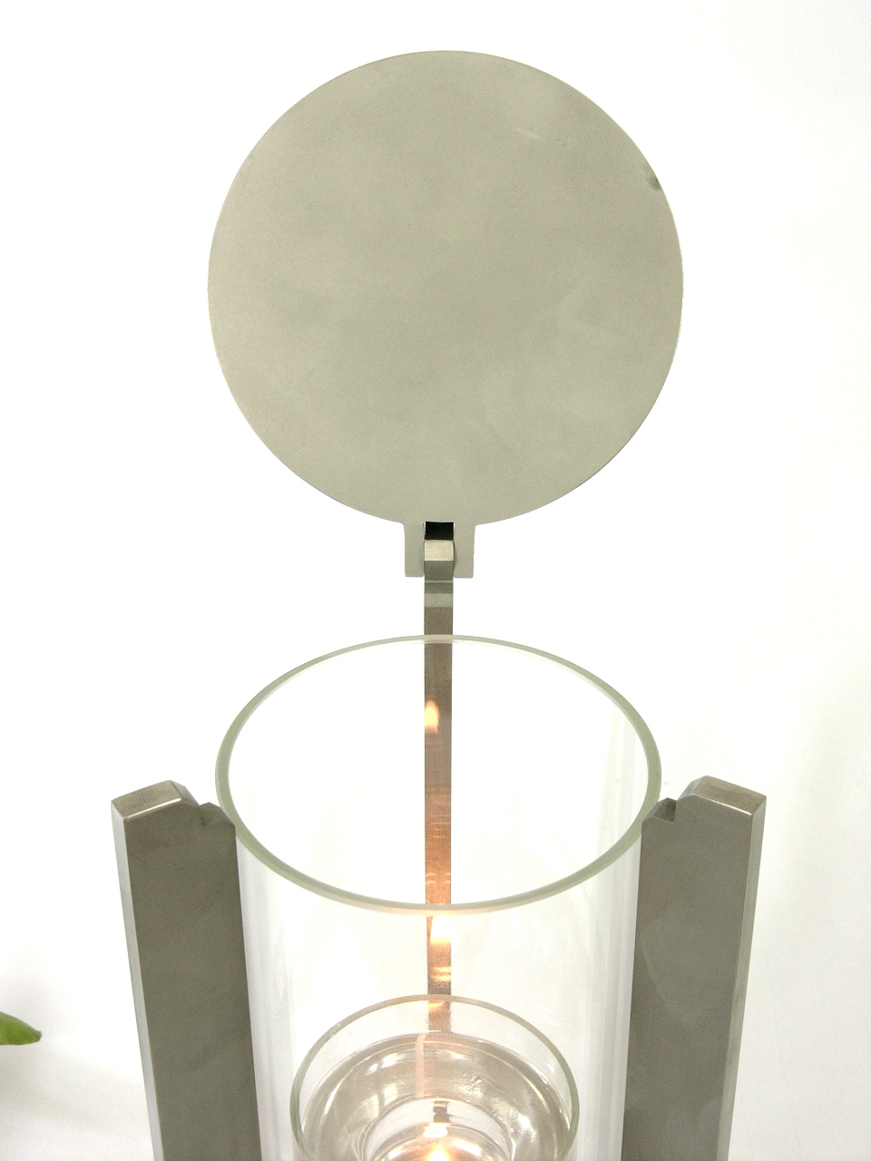 Grablaterne, Glaszylinderleuchte, Edelstahl, 2 Größen