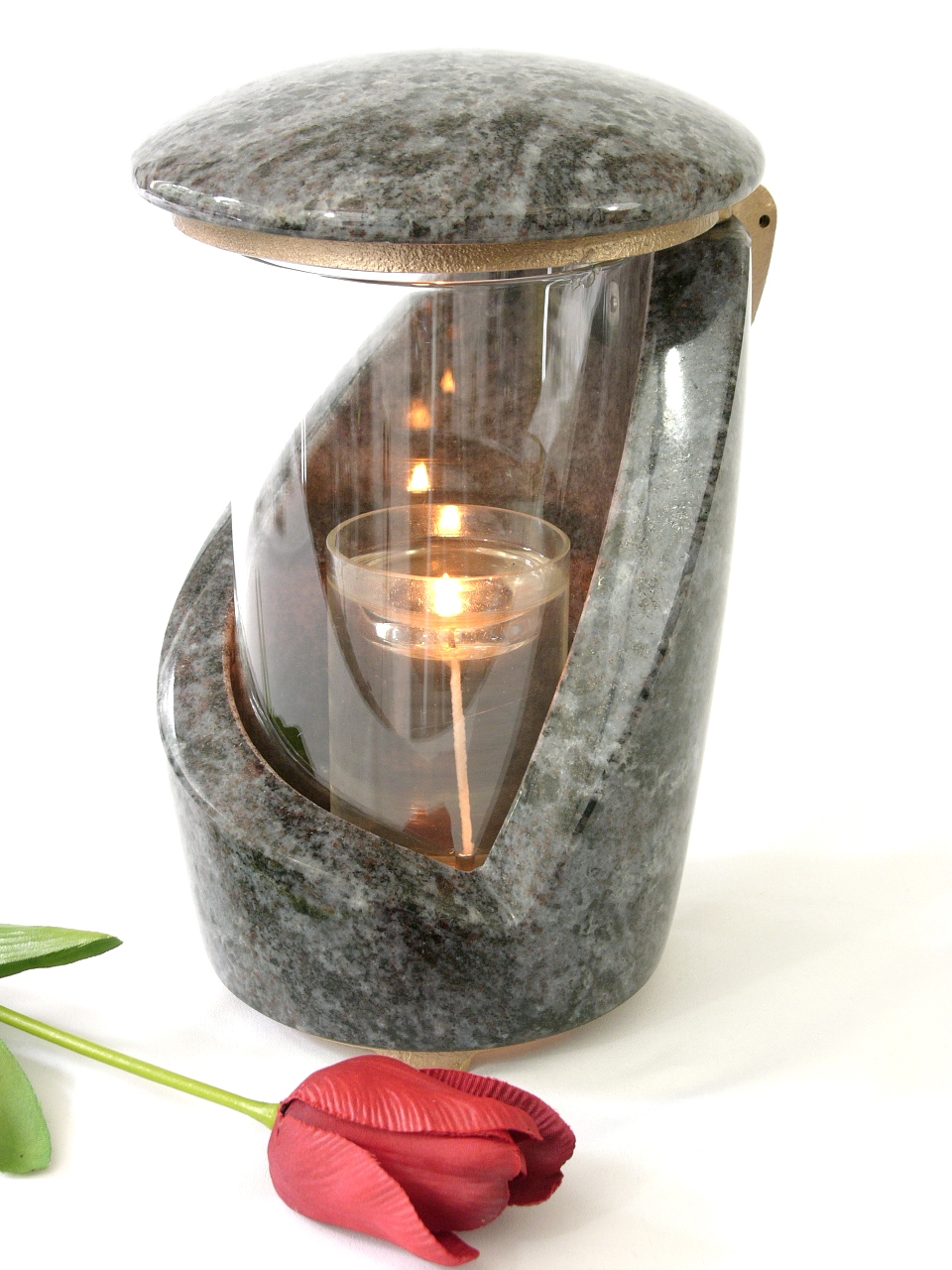 Steinlaterne, Material Granit, Grablampe, verschiedene Farbtöne