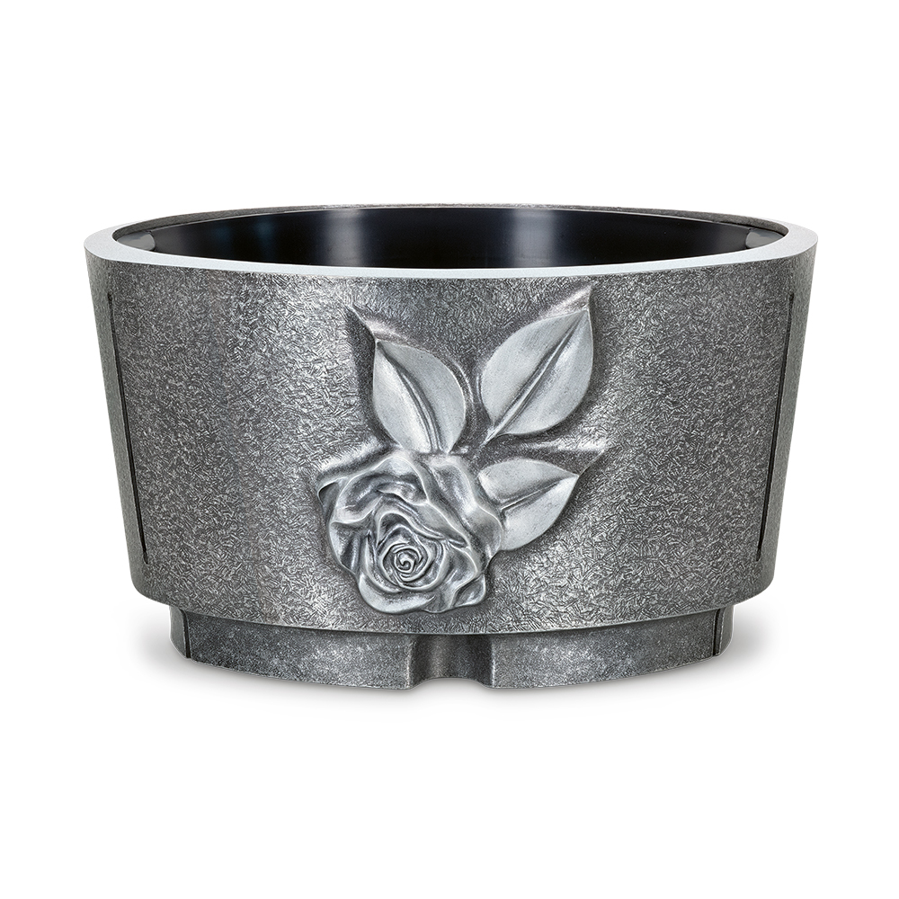 Grabschale "mit Rosenblüte", Grabschmuck