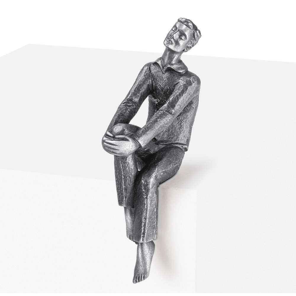 Mann, sitzend, Grabskulptur, Figur, Grabschmuck, Bronze oder Aluminium