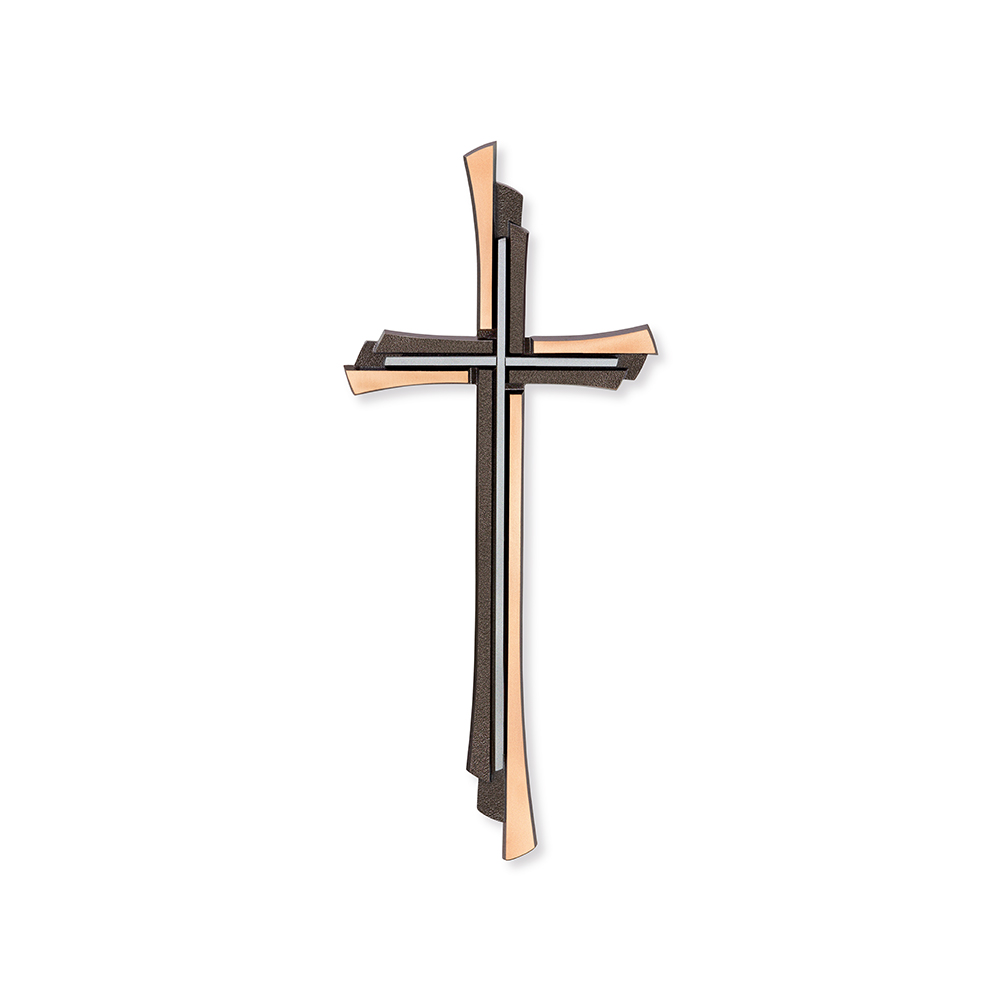 Kreuz aufliegend Bronze/Edelstahl