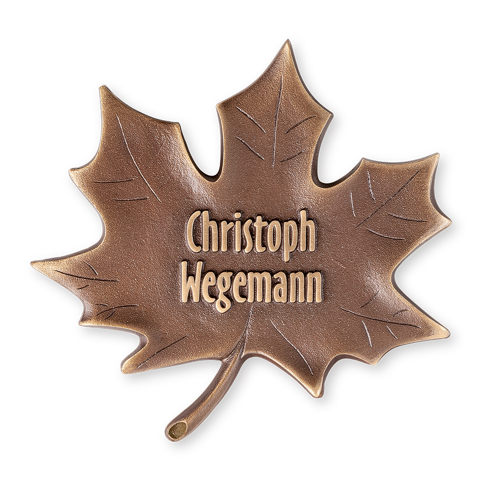 Ahornblatt, Gedenktafel, Bronze, Schrifttafel- 2 Größen!