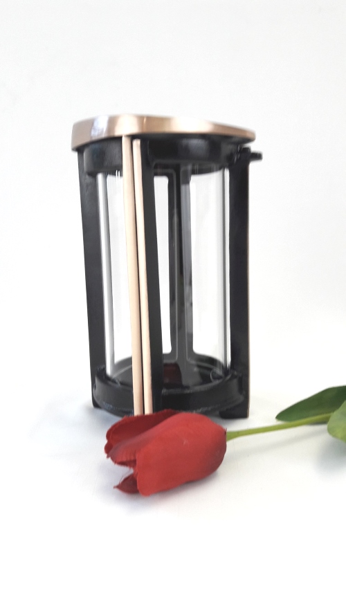 Grablaterne, Schwarze Grablampe, Leuchte, schwarz, Grabschmuck