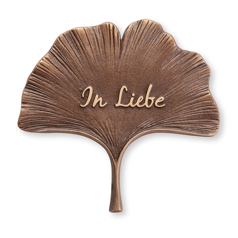 Gingkoblatt, Bronze, als Schrifttafel
