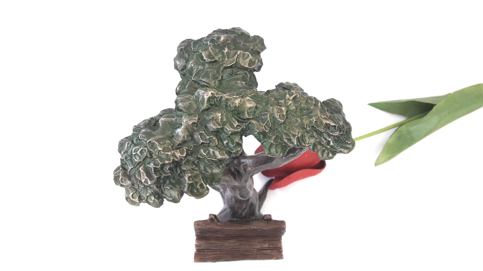 Grabschmuck, Baum mit Bank Bronze 20 cm H