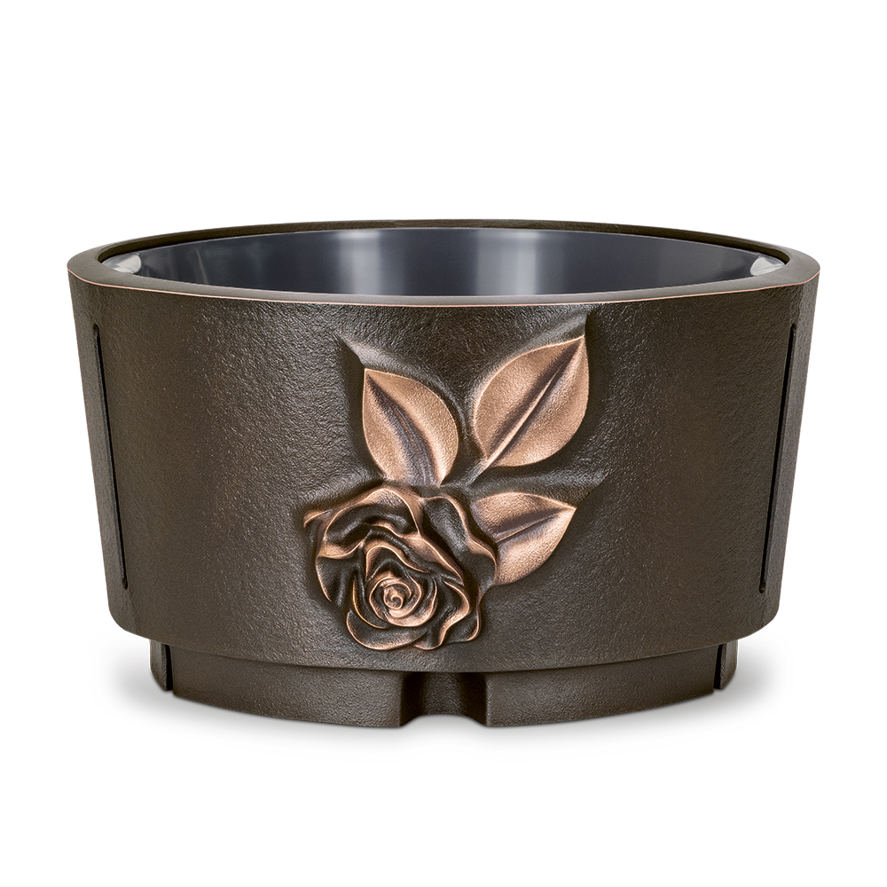 Grabschale, Pflanzschale, mit Rosenblüte, Blumenschale