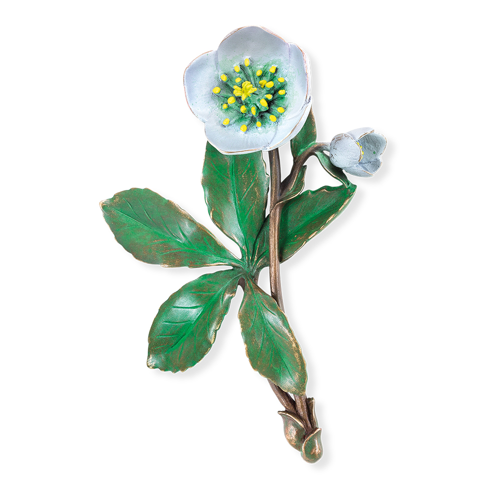 Christrose, Grabschmuck, Bronze , handcoloriert oder einfarbig bronzebraun