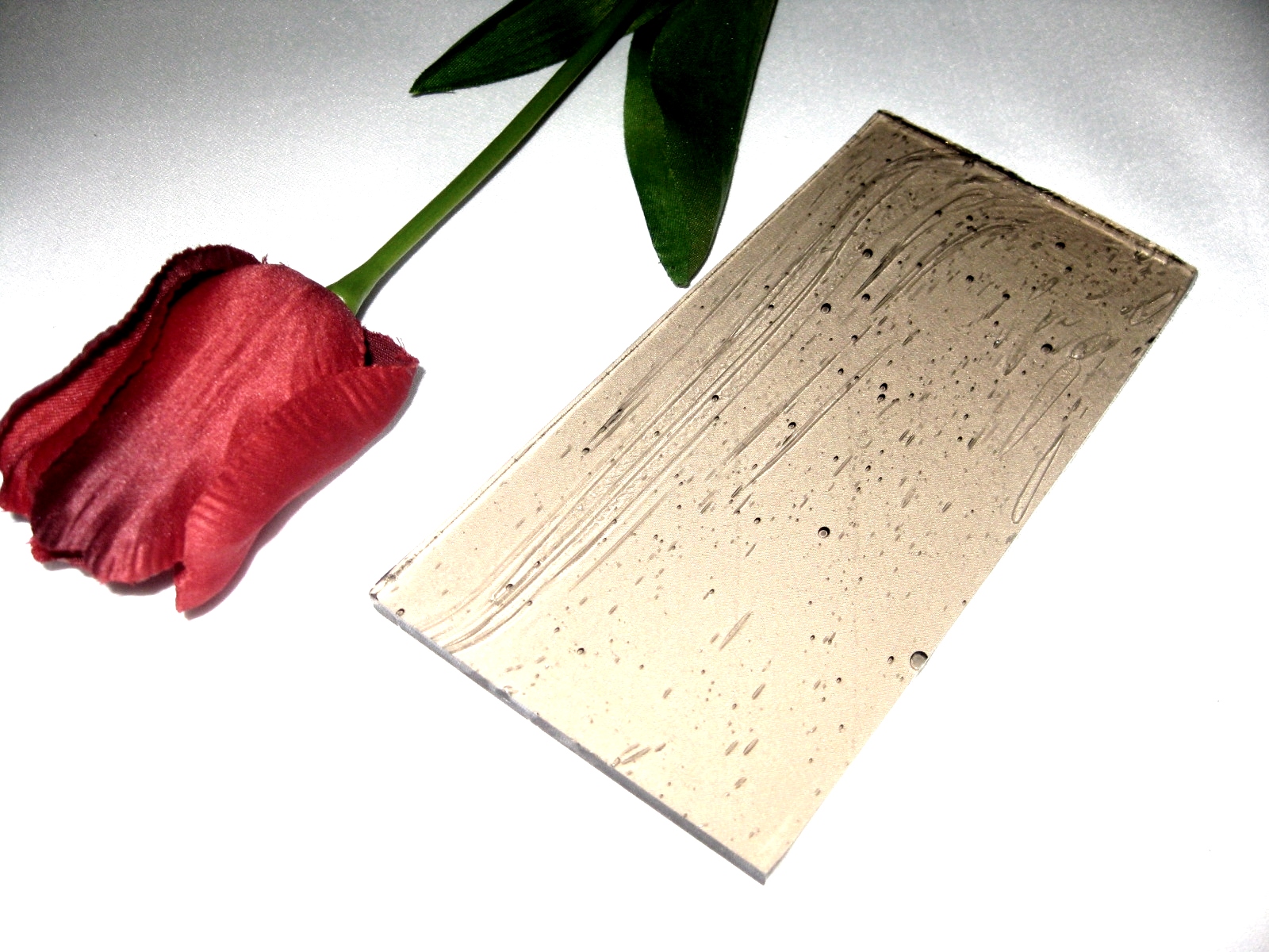 Glasscheibe, 14 x 8 cm, altdeutsch braun