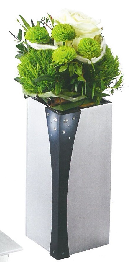 Grabvase, Edelstahl mit Bronze,  Swarowskis