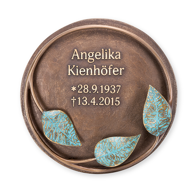 Erinnerungstafel, Schrifttafel, Bronze, 28 cm Ø