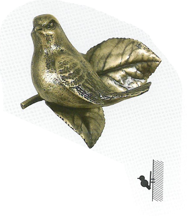 Vogel auf Blatt, Grabschmuck, zur Wandbefestigung