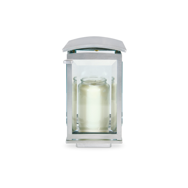 Laterne, "Quadrat", aus Edelstahl, Grabschmuck, Inox