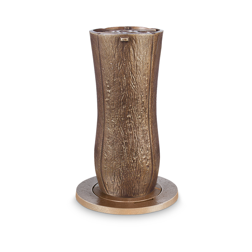Versenkvase,  2 Rosetten- Ø, Bronze oder Alumnium, Einbauvase Grab