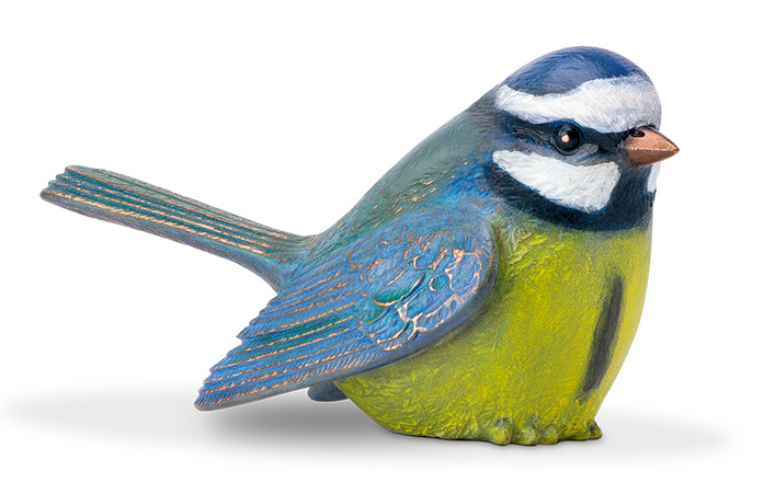 Blaumeise, Vögelchen in Bronze, Aluminium und Sondertönung, Grabschmuck