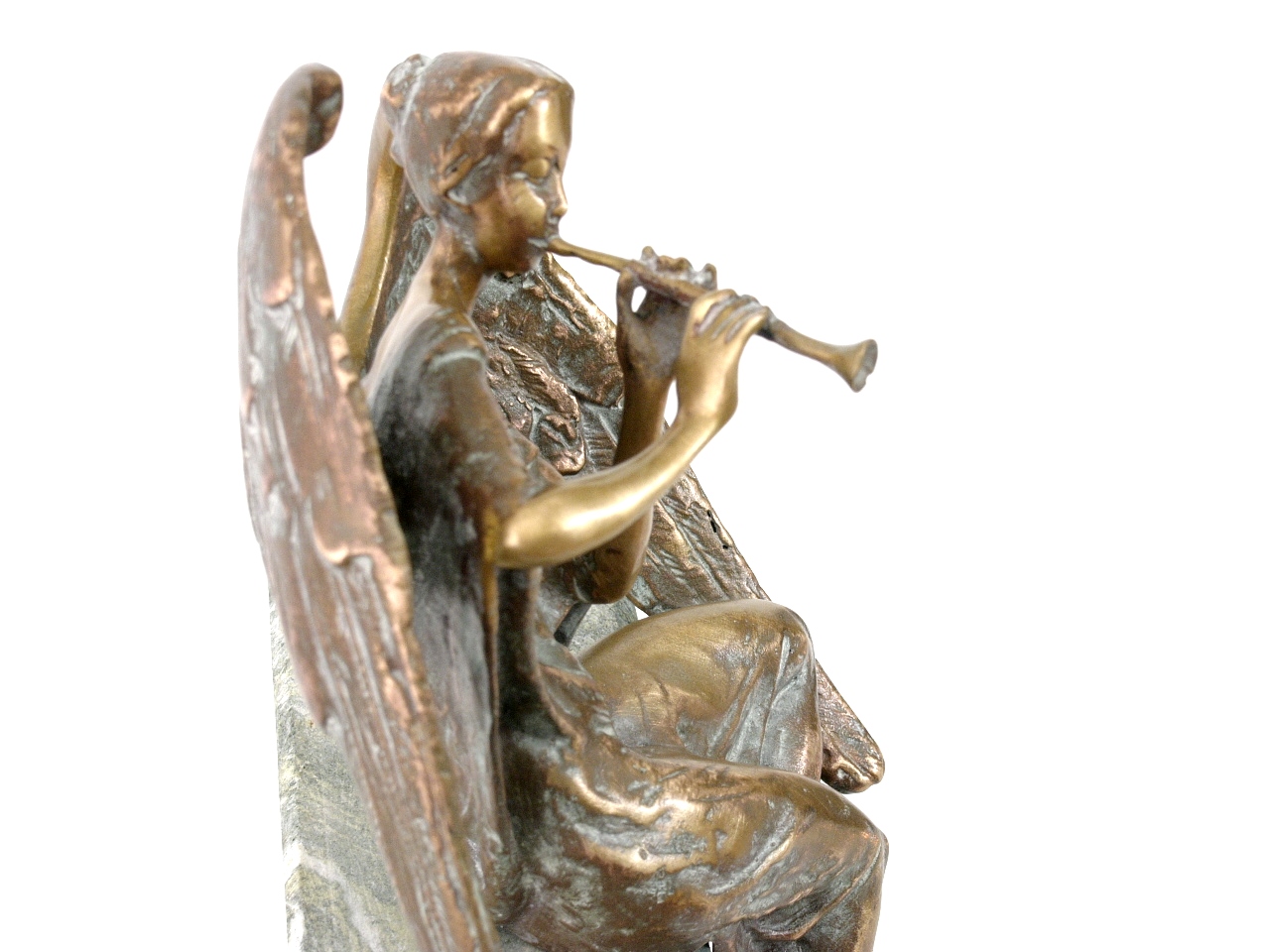 Engel mit Flöte, Grabschmuck, Bronze, Skulptur, Grab
