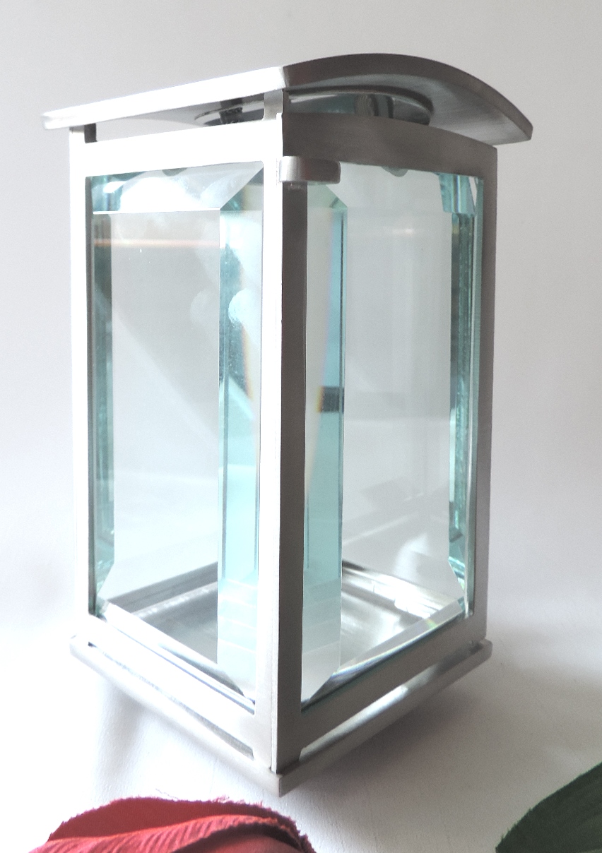 Laterne, "Quadrat", aus Edelstahl, Grabschmuck, Inox