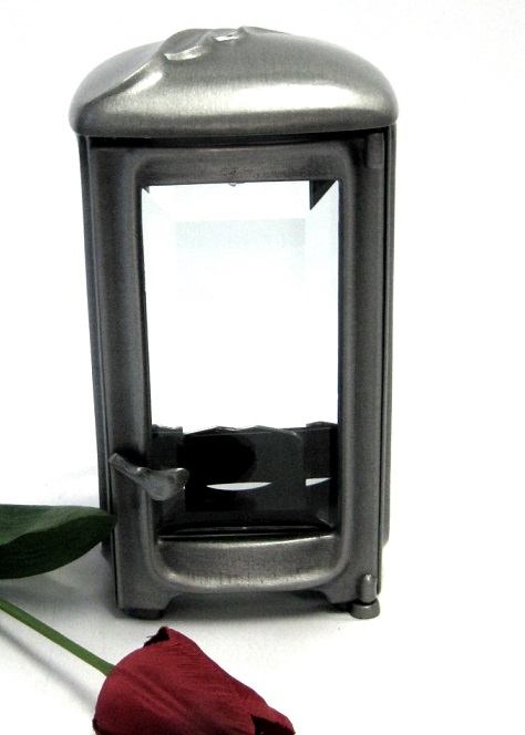 Grableuchte, Grablaterne, mit Wellenmotiv, 3 Größen, Messing oder Aluminium