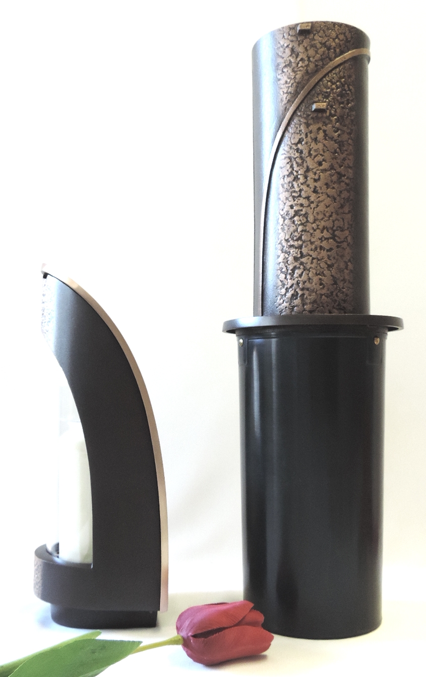 Laterne und Vase, im Set, elegante Patina