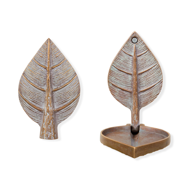 Grabschmuck, Grablichthalter, Blatt, klappbar