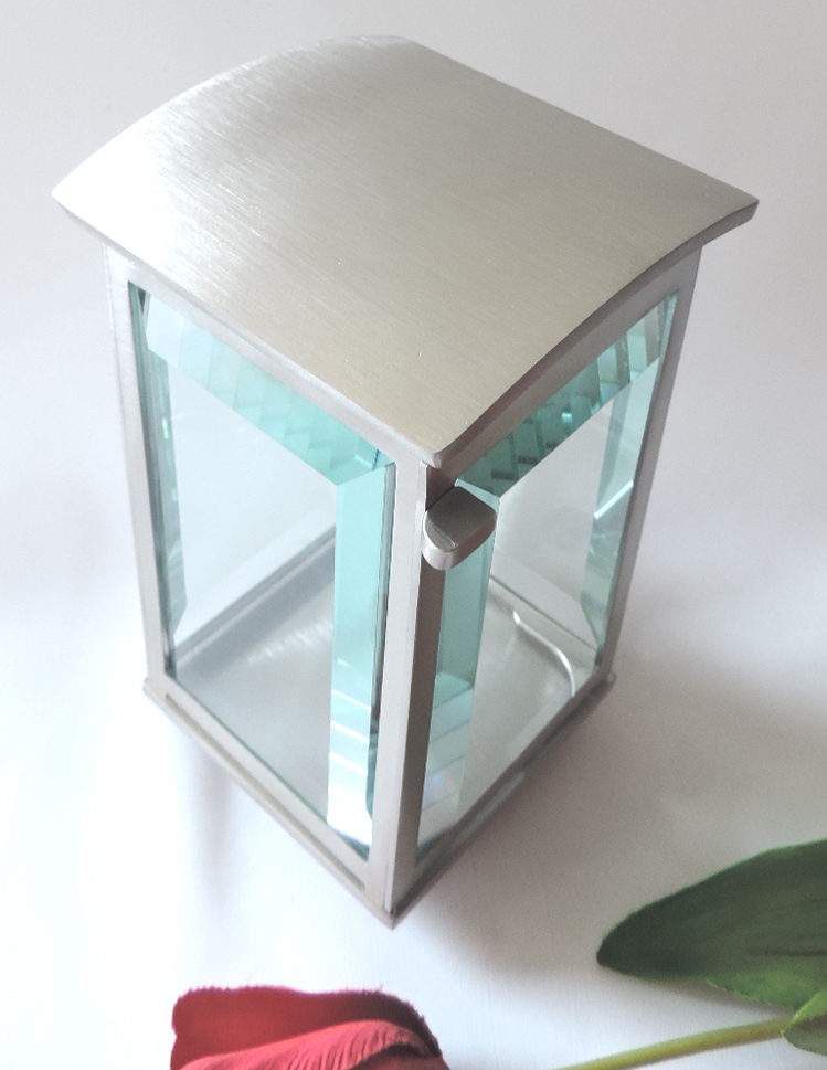 Laterne, "Quadrat", aus Edelstahl, Grabschmuck, Inox