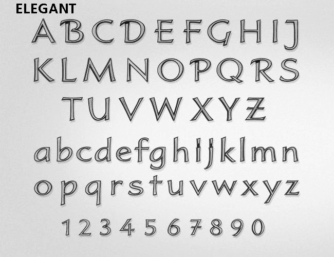 Aluminiumgrabschrift, "Elegant", Grab, Steinbeschriftung