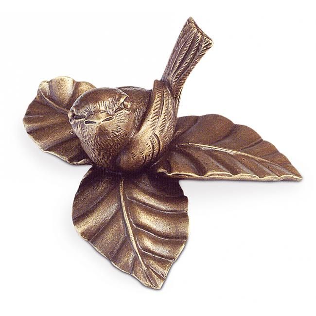 Grabschmuck, Vogel auf Blättern, Strassacker, Vögelchen, Grab