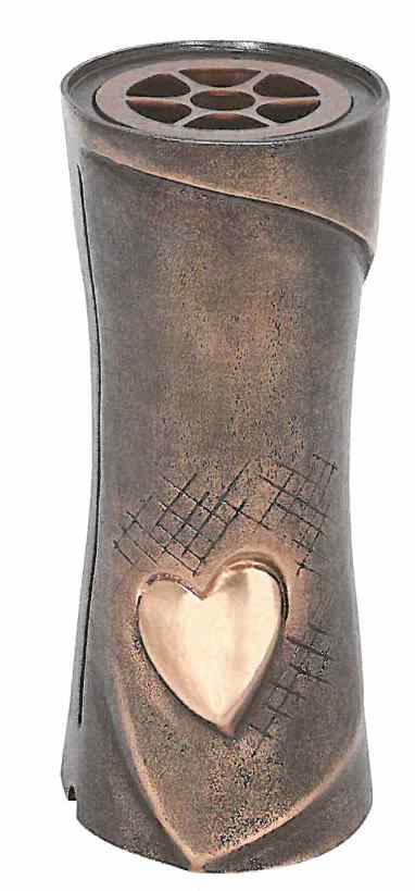 Blumenvase, Grab, Grabvase, Standvase, mit Herz